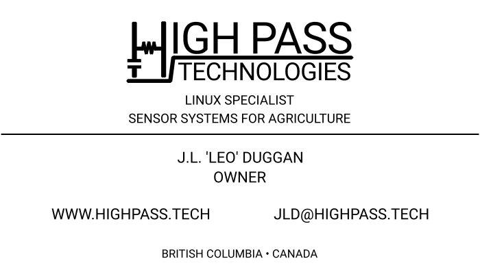 high pass technologies logo business card